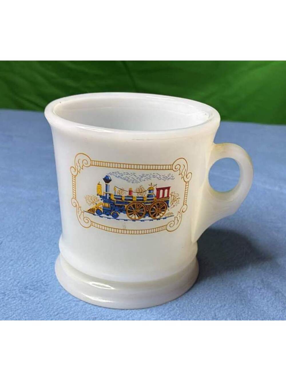 Vintage Milk Glass Train Locomotive D-Handle Mug